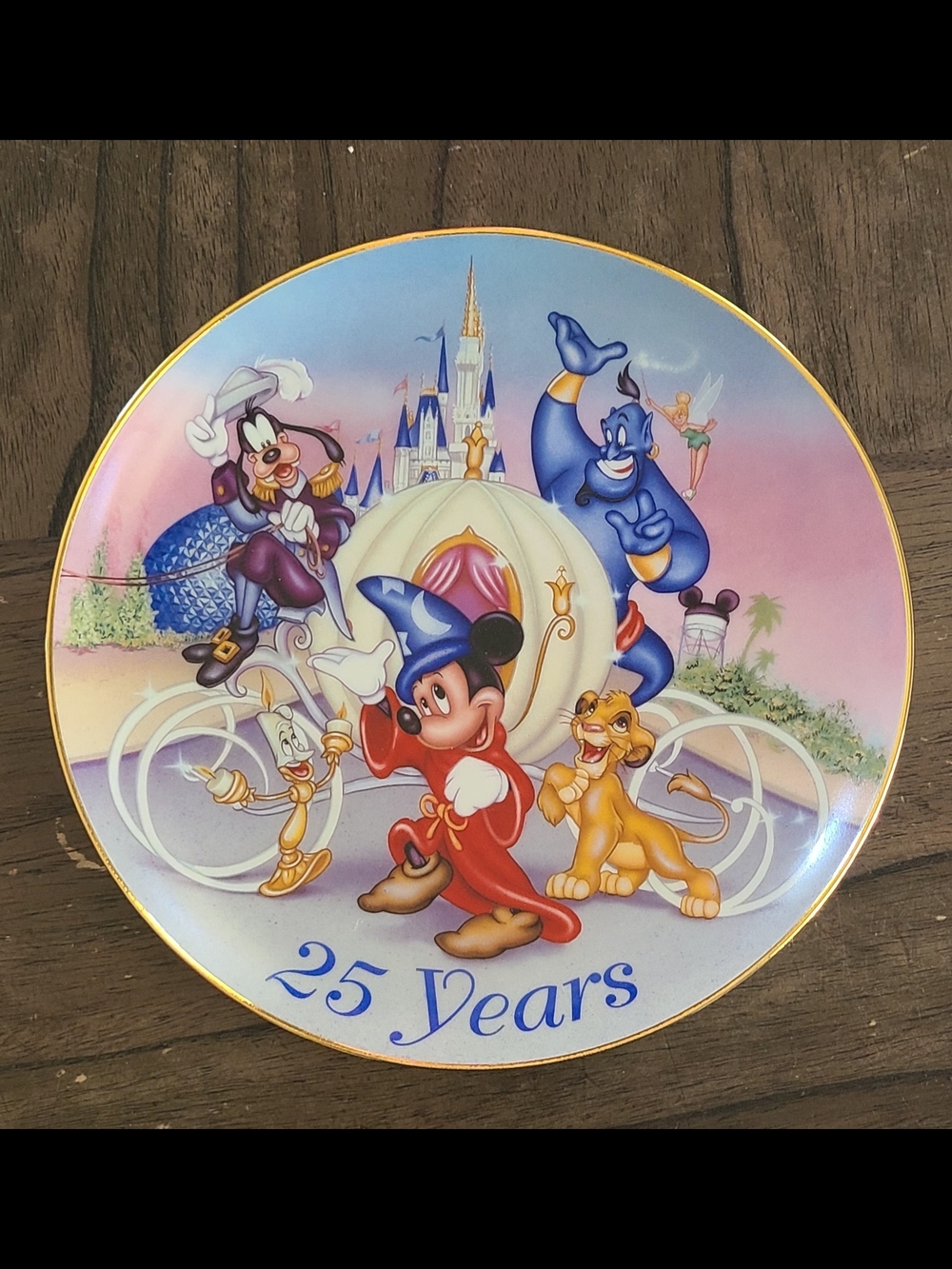 Disney Disneyland 25 Years Gold Trimmed Collectors Plate
